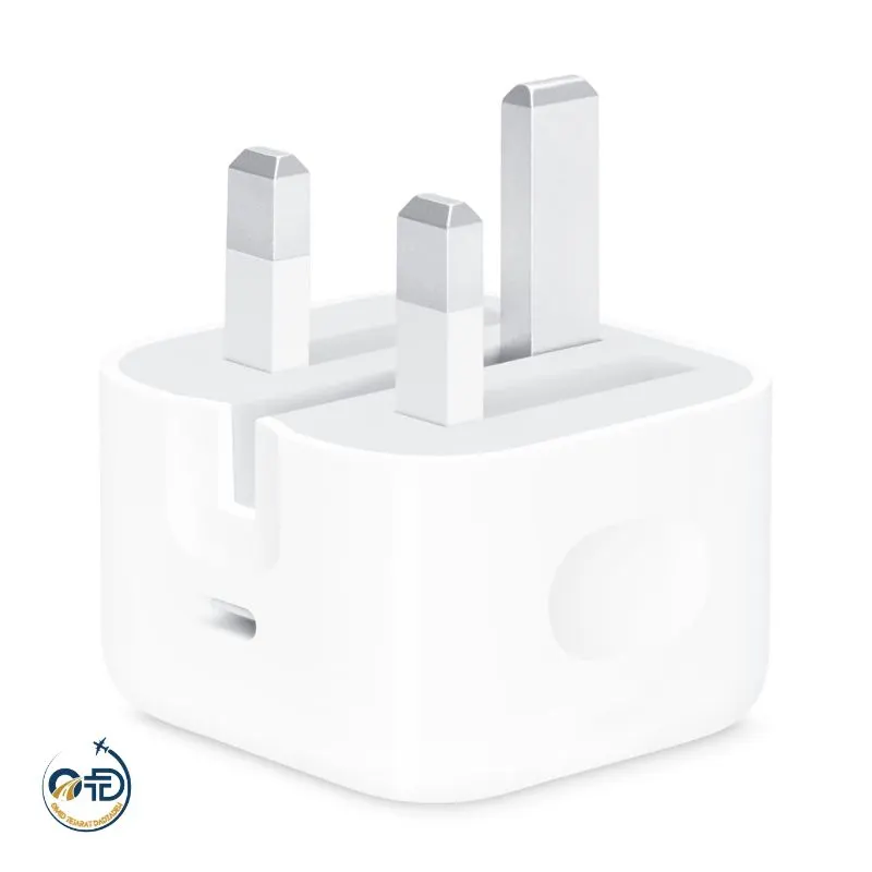 شارژر سریع 20 وات اپل اورجینال با درگاه USB-C و کانکتور سه‌پین (3Pin)