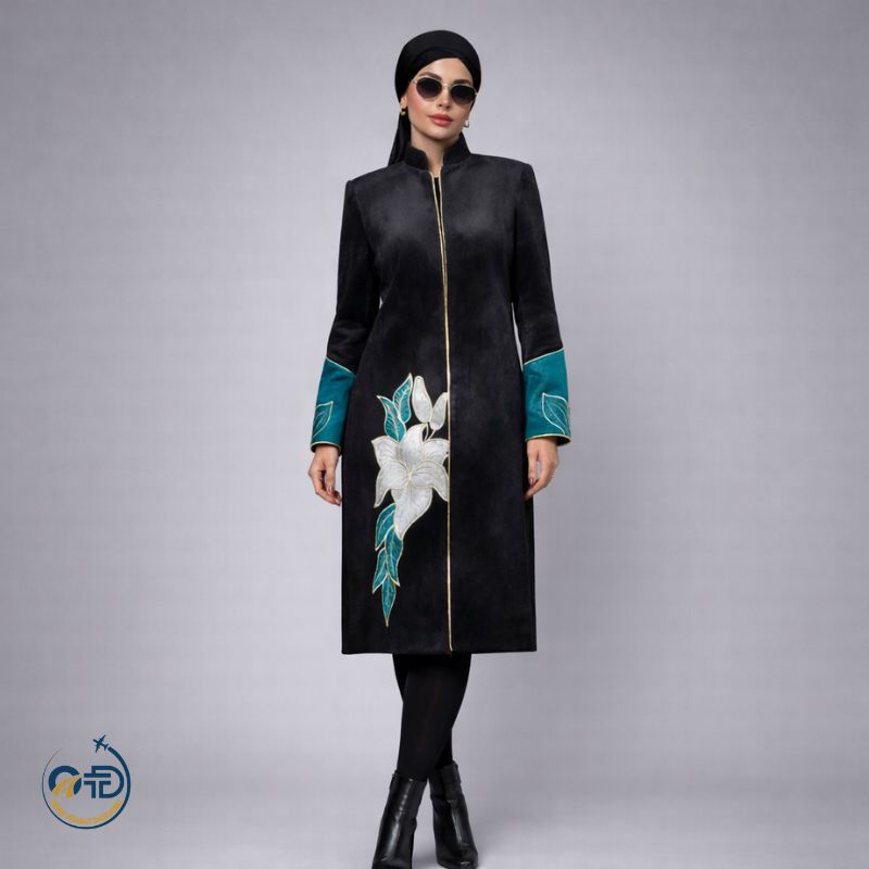 پالتو زنانه مخمل کوبیده طرح گل